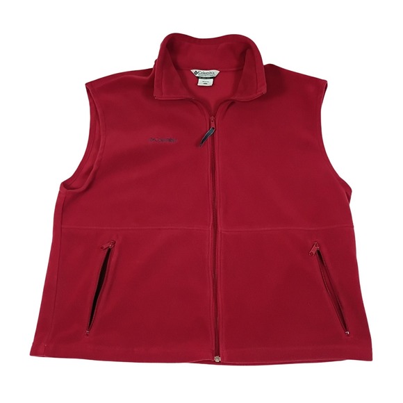 Columbia Other - Columbia Fleece Vest Men's XXL Red Full Zip Pockets Outdoor Layer